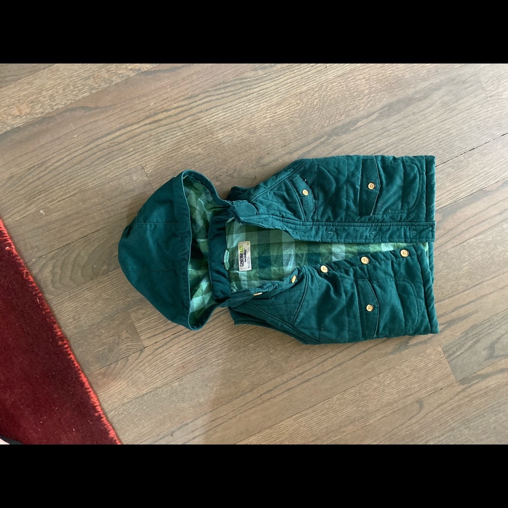Oshkosh green puffy vest with hood